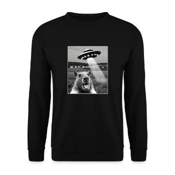 capybara Selfie With Alien UFO Funny capybara Gift - Unisex Sweatshirt - black - Front - Alina (178cm) & Michal (187cm)