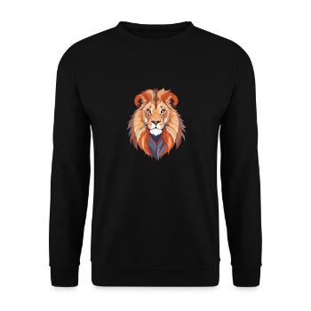 Löwe Vektor Kunst mit lebendigen Farben Illustration - Unisex Pullover - Schwarz - Vorne - Alina (178cm) & Michal (187cm)