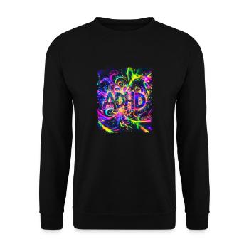 ADHS psychodelisch lustig bunt niedlich - Unisex Pullover - Schwarz - Vorne - Alina (178cm) & Michal (187cm)