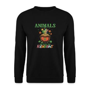 Les animaux valent mieux que les arcs-en-ciel Fête de la Saint-Patrick - Sweat-shirt Unisexe - noir - Devant - Alina (178cm) & Michal (187cm)