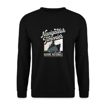 Navigateur Timonier Marine Nationale - Sweat-shirt Unisexe - noir - Devant - Alina (178cm) & Michal (187cm)