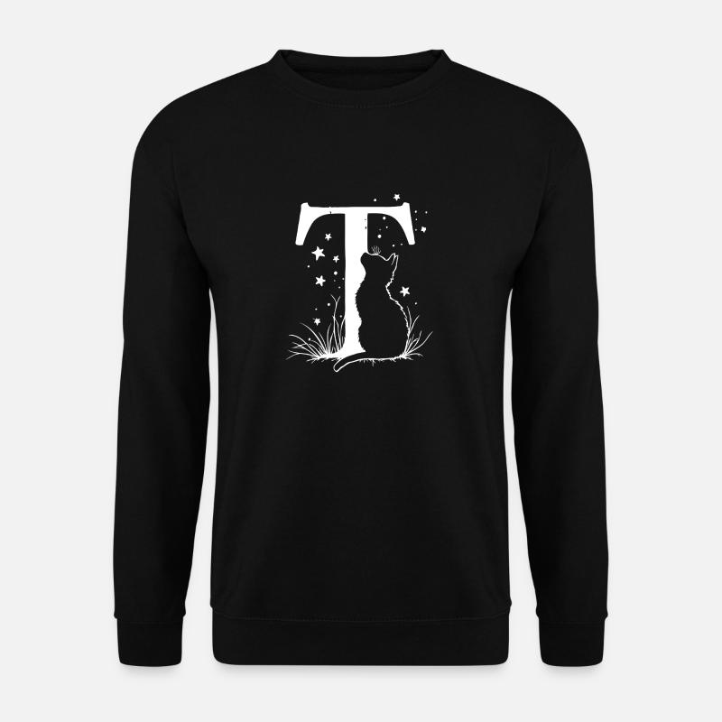 Letter T with cat - Unisex Sweatshirt - black