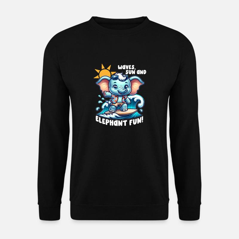 Elefanten-Surfer - Unisex Pullover - Schwarz