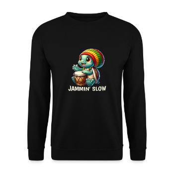 Reggae-Schildkröte - Unisex Pullover - Schwarz - Vorne - Alina (178cm) & Michal (187cm)