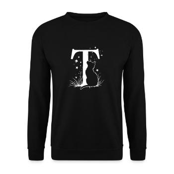 Letter T with cat - Unisex Sweatshirt - black - Front - Alina (178cm) & Michal (187cm)