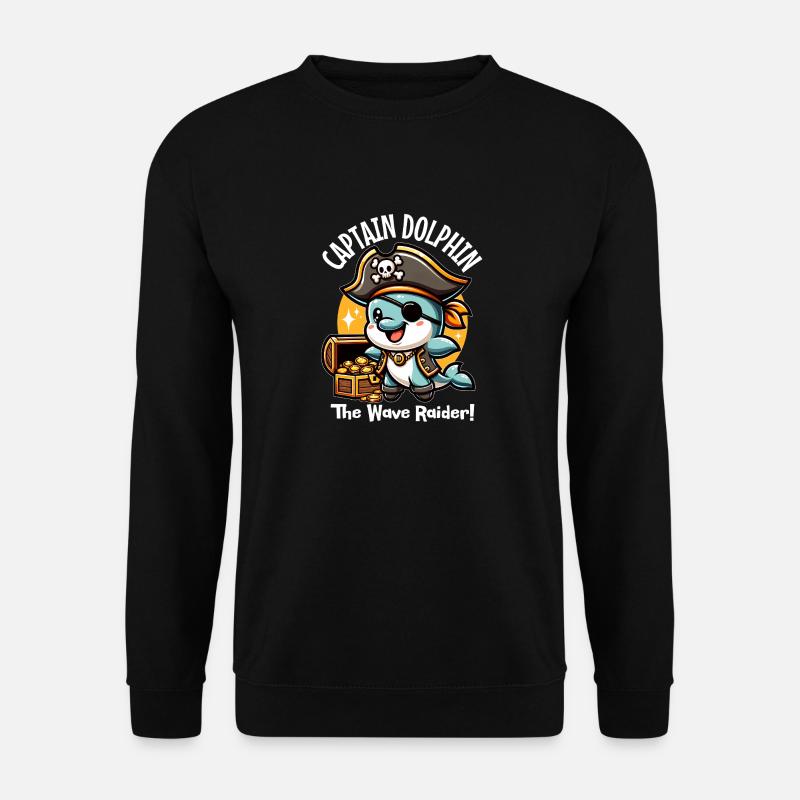 Pirate Dolphin Wave Raider - Unisex Sweatshirt - black