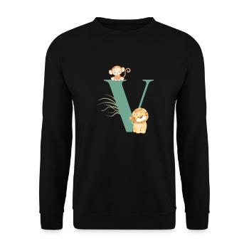Letter v green jungle animals - Unisex Sweatshirt - black - Front - Alina (178cm) & Michal (187cm)