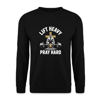 Heben Schwer Beten Hart Christliches Gewichtheben - Unisex Pullover - Schwarz - Vorne - Alina (178cm) & Michal (187cm)