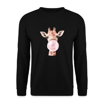Funny Giraffe Bubble Gum - Unisex Sweatshirt - black - Front - Alina (178cm) & Michal (187cm)
