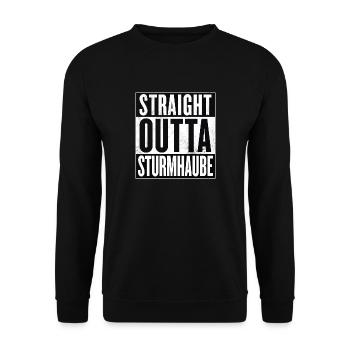 Straight Outta Sturmhaube - Unisex Pullover - Schwarz - Vorne - Alina (178cm) & Michal (187cm)