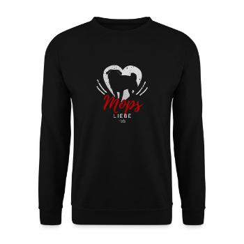 Mops-Liebe-Silhouette - Unisex Pullover - Schwarz - Vorne - Alina (178cm) & Michal (187cm)