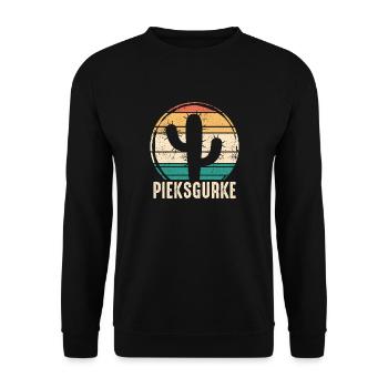 Pieksgurke - Kaktus Sukkulente Kaktee Gurke Humor - Unisex Pullover - Schwarz - Vorne - Alina (178cm) & Michal (187cm)