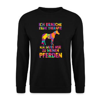 Reiten Pferd Reiter Geschenk - Unisex Pullover - Schwarz - Vorne - Alina (178cm) & Michal (187cm)
