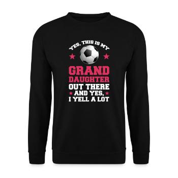 Fußball Oma Enkelin Fußball Oma Sport Geschenk - Unisex Pullover - Schwarz - Vorne - Alina (178cm) & Michal (187cm)