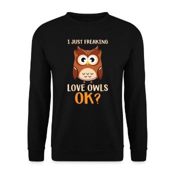 hibou amoureux des animaux hiboux - Sweat-shirt Unisexe - noir - Devant - Alina (178cm) & Michal (187cm)