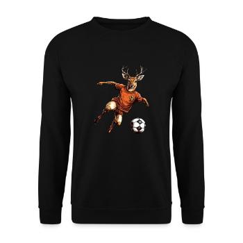 Hirsche Fussball - Unisex Pullover - Schwarz - Vorne - Alina (178cm) & Michal (187cm)