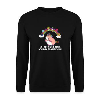 Einhorn-Ich bin nicht dick-Geschenk - Unisex Pullover - Schwarz - Vorne - Alina (178cm) & Michal (187cm)