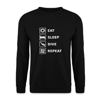 Eat Sleep Dive Repeat Diving Diver - Unisex Pullover - Schwarz - Vorne - Alina (178cm) & Michal (187cm)