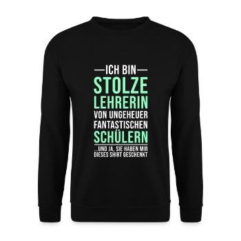 Lehrerin Abschiedsgeschenk Lustige Geschenkidee - Unisex Pullover - Schwarz - Vorne - Alina (178cm) & Michal (187cm)