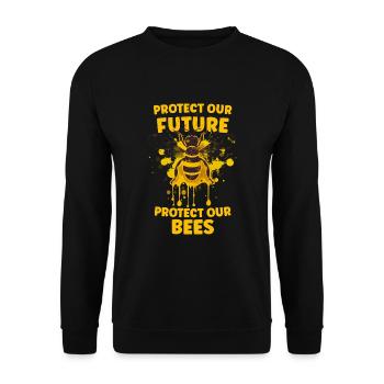 Protect our Future Protect our bees - Bienenschutz - Unisex Pullover - Schwarz - Vorne - Alina (178cm) & Michal (187cm)