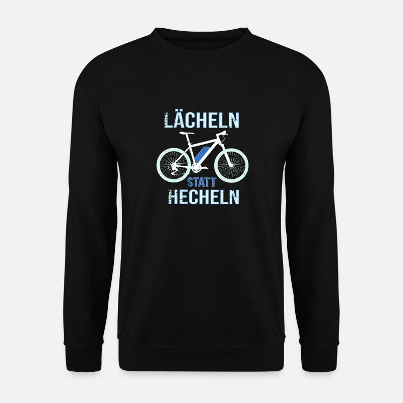 E-Bike Spruch - LÄCHELN statt HECHELN - Unisex Pullover - Schwarz