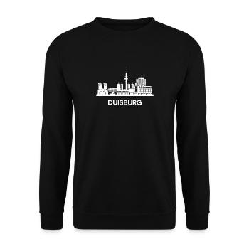 Duisburg, weiß - Unisex Pullover - Schwarz - Vorne - Alina (178cm) & Michal (187cm)