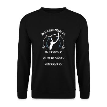 Taucher tauchen Sporttaucher Gerätetauchen - Unisex Pullover - Schwarz - Vorne - Alina (178cm) & Michal (187cm)