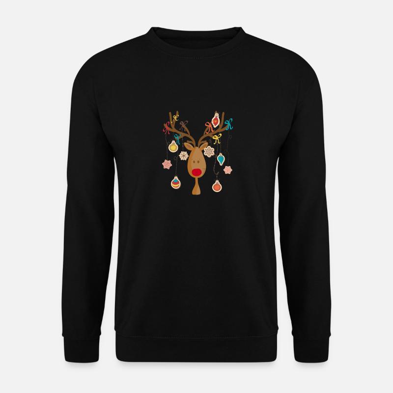 Elch mit Christbaumschmuck - Unisex Pullover - Schwarz