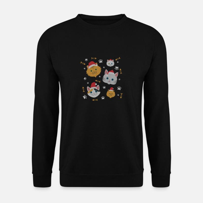 Ugly Christmas Weihnachten Katzen Kätzchen Pfoten - Unisex Pullover - Schwarz