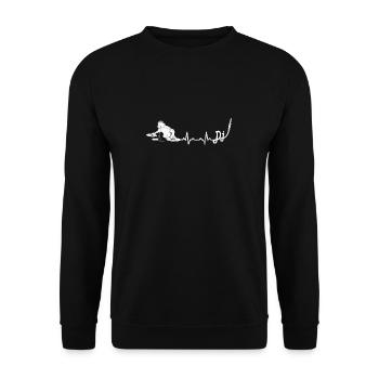 DiscJockey Herzschlag heartbeat geschenk dj - Unisex Pullover - Schwarz - Vorne - Alina (178cm) & Michal (187cm)