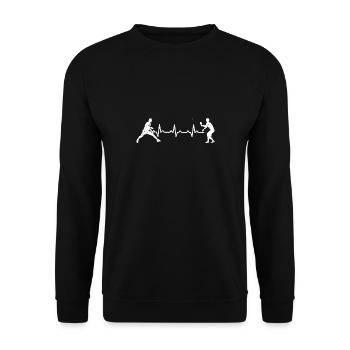 Tennis de table cadeau rythme cardiaque passe-temps de tennis - Sweat-shirt Unisexe - noir - Devant - Alina (178cm) & Michal (187cm)