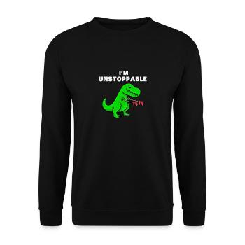 I AM UNSTOPPABLE Dinosaurier T-Rex Tyrannosaurus - Unisex Pullover - Schwarz - Vorne - Alina (178cm) & Michal (187cm)