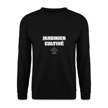 JARDINIER CULTIVÉ - JEUX DE MOTS - FRANCOIS VILLE - Sweat-shirt Unisexe - noir - Devant - Alina (178cm) & Michal (187cm)