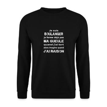 Je suis Boulanger - Sweat-shirt Unisexe - noir - Devant - Alina (178cm) & Michal (187cm)