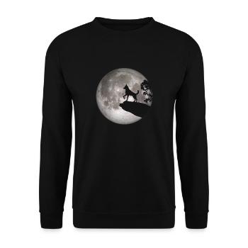 Full Moon Dog loup loup-garou hurlant chien - Sweat-shirt Unisexe - noir - Devant - Alina (178cm) & Michal (187cm)