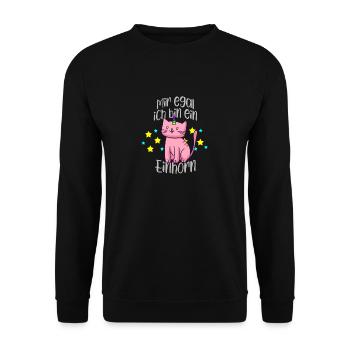 Mir egal ich bin ein Einhorn. Süße Geschenkidee - Unisex Pullover - Schwarz - Vorne - Alina (178cm) & Michal (187cm)