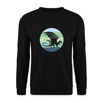Waliser Drache Retro - Unisex Pullover - Schwarz - Vorne - Alina (178cm) & Michal (187cm)