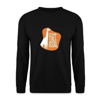 Stand Tall and reach your Goal Giraffe Motivation - Unisex Pullover - Schwarz - Vorne - Alina (178cm) & Michal (187cm)
