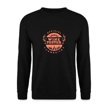 Funny Camping Official Campsite Wine Tester - Unisex Sweatshirt - black - Front - Alina (178cm) & Michal (187cm)