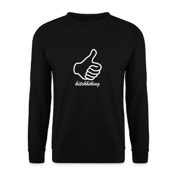 hitchhiking / hitchhiking - white motif - Unisex Sweatshirt - black - Front - Alina (178cm) & Michal (187cm)