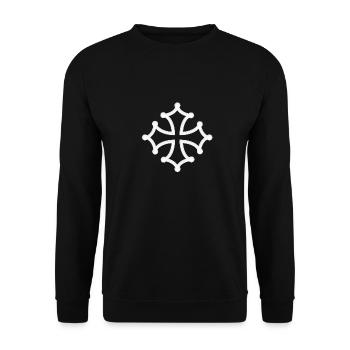 croix occitane 3D blanche - Sweat-shirt Unisexe - noir - Devant - Alina (178cm) & Michal (187cm)