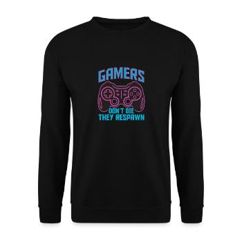 Das T-Shirt für unsterbliche Gaming-Helden! - Unisex Pullover - Schwarz - Vorne - Alina (178cm) & Michal (187cm)