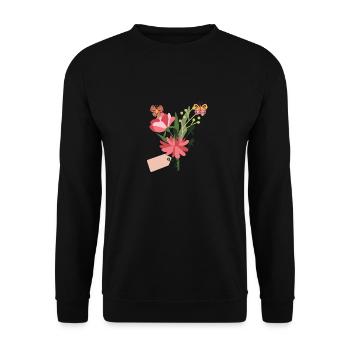 fleurs papillons - Sweat-shirt Unisexe - noir - Devant - Alina (178cm) & Michal (187cm)