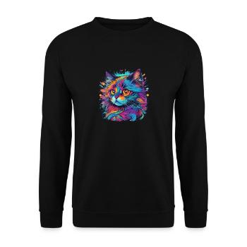 Cat in colors - Unisex Sweatshirt - black - Front - Alina (178cm) & Michal (187cm)