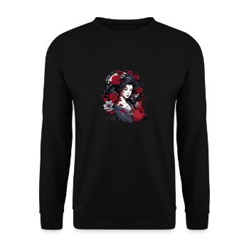 Geisha with beautiful cherry blossoms - Unisex Sweatshirt - black - Front - Alina (178cm) & Michal (187cm)