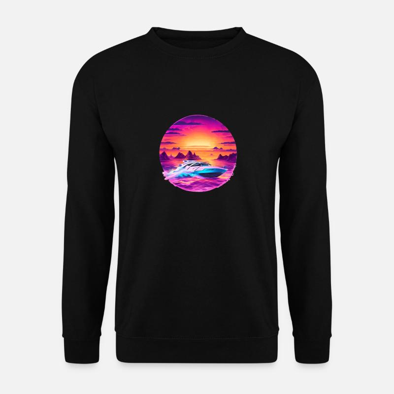 Speedboot im Sonnenuntergang - Unisex Pullover - Schwarz