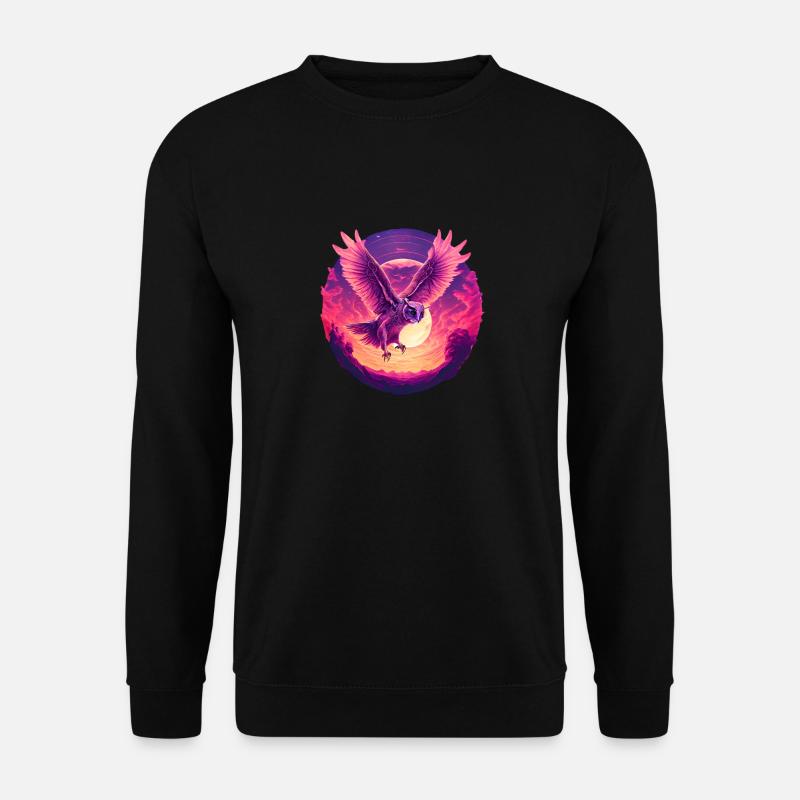 Wunderschöne Eule im Wonnenuntergang - Unisex Pullover - Schwarz