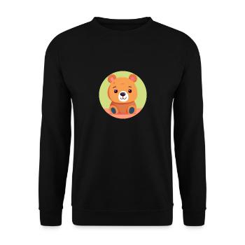 Kuschelbär-Grinsen - Unisex Pullover - Schwarz - Vorne - Alina (178cm) & Michal (187cm)