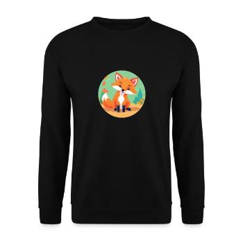 Fox in the autumn forest - Unisex Sweatshirt - black - Front - Alina (178cm) & Michal (187cm)