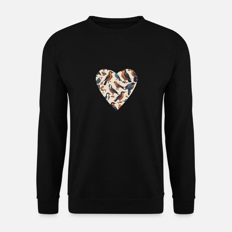 Vogelharmonie im Herzen - Unisex Pullover - Schwarz